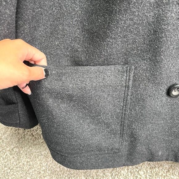 Lane Bryant Pea Coat Women’s 26/28 Gray 100% Wool Hooded Winter Plus Size - Picture 4 of 7